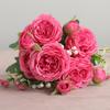 Venta al por Mayor en Stock Decoración para el Hogar Flor Artificial Ramo Pequeño Rosas Arreglo para Boda Rosas Persas de 5 Cabezas