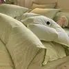 Conjunto de cama de quatro peças em algodão escovado de grau A para mãe e bebê, para outono e inverno, espessado, lençol e capa de edredom amigáveis à pele, roupa de cama simples de algodão puro 4