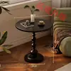 Mesa redonda pequeña, mesita auxiliar de lujo ligero para sofá, mesa de té pequeña para el hogar en la sala de estar, mesa auxiliar, mesa de rincón retro, almacenamiento de noche de hierro forjado, balcón