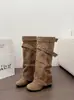 Botas Largas Hot Girl 2026 para Mujer Otoño Nuevo 2026 Botas de Tacón Alto hasta la Mitad de la Pantorrilla con Punta Fina Efecto Adelgazante Botas de Jinete
