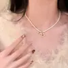 Collar con Colgante de Perla de Pony Hielo Triturado Dorado, Nueva Moda Otoño e Invierno, Cadena de Suéter de Lujo de Alta Gama para el Año de Nacimiento