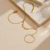 Moda Estilo Coreano Simple Colgante Estrella Redondo Tachonado con Diamantes Chapado en Oro con Cadena de Acero Inoxidable, Accesorio Versátil para el Dedo