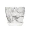 Vaso de Flores de Plástico PP com Padrão de Mármore Imitação, Vaso Decorativo Versátil para Plantas e Flores Artificiais, com Furos de Drenagem, Não Inclui Prato