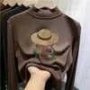 Nova camada de base térmica da moda e tendência outono/inverno para crianças, gola alta meia-manga para meninas, top quente e casual para crianças mais velhas