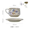 Conjunto de Xícara e Pires para Café em Cerâmica Retrô Pintado à Mão com Cor Sob Esmalte Xícara de Café Cerâmica Copo de Bebida de Alta Qualidade Presente de Aniversário para Casa