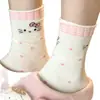 Calcetines Finos de Gato Kt de Verano para Mujer, Calcetines de Media Pantorrilla, Calcetines Largos Dulces de Dibujos Animados con Encaje Estilo Japonés Ins, Calcetines Largos Blancos para Mujer