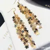 Pendientes Metálicos de Estrella Transfronterizos con un Toque de Alta Gama, Pendientes de Borla Estrellada, Pendientes de Estilo Ins Nicho, Estrella de Cinco Puntas Meteoro