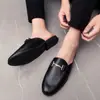 Zapatos de Cuero Transpirables de Punta Fina para Hombre, Verano 2022, Zapatillas de Moda de Punta Cerrada, Mocasines sin Espalda Estilo Británico y Coreano