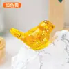 Gravel de cristal de venta cruzada más vendido, resina, lindo, pájaro con pan de oro, adornos, decoraciones de escritorio para el hogar, artesanías