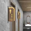 Señales Acrílicas para Baños de Hombres y Mujeres con Diseño de Madera, Señales de Baño de Doble Cara, Señales para Puertas de Inodoro