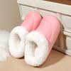 Chinelos de Algodão Femininos para Casa e Interior Outono e Inverno Quentes com Forro de Lã Espessados Slip-On Chinelos de Quarto Cor Pura Casuais