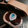 Anel de Gema Flor Papalacha Fuga da Princesa Banhado a Ouro 18K Anel de Coroa com Zircônia Verde Menta
