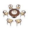 Nuevo Estilo Chino Mesa de Comedor y Silla de Madera Maciza Combinación para Hogar, Restaurantes Grandes y Pequeños y Villas Lujo Ligero Madera de Ébano Mesa Redonda con Plato Giratorio