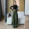 Jeans de pierna ancha color caqui para mujer, nuevo estilo otoño 2026, de cintura alta, holgados, corte recto, versátiles, pantalones cargo multibolsillos