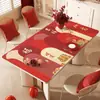 Mantel Individual Rojo de Año Nuevo, Impermeable y a Prueba de Aceite, Mantel sin Lavado, Mantel para Mesa de Café con Ambiente Festivo, Mantel Protector de Mesa Anti-Escaldaduras