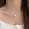 Collar de Mariposa de Plata de Ley S925 Aquamarina Versátil Diario para Mujer, No se Desvanece, Nicho, Gama Alta, Cadena para Clavícula de Lujo Accesible Nuevo