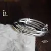 Pulsera auspiciosa para bebé estilo antiguo de Plata Pura 999.9, Pulsera infantil sólida mate de empuje y extracción, Regalo para Luna Llena y Primer Cumpleaños
