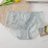 Roupa Íntima Macia de Seda de Gelo Cintura Média Respirável Renda Sem Costura Algodão Puro no Gancho Sexy Calcinhas Transparentes para Mulheres