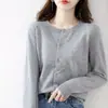 Nuevo Cárdigan Otoño/Invierno 2026 Manga Larga Cuello Redondo Corte Holgado Suéter Tejido Top Versátil Estilo Oficina Ropa para Mujer Dropshipping