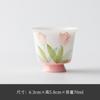 Taza de Té de Tulipán Pintada a Mano para Uso Doméstico, Taza Maestra Grande, Taza Alta de Cerámica Hecha a Mano, Taza de Degustación de Té de Pared Delgada, Pieza Única