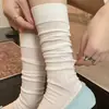 Meias caneladas de cor sólida para o verão, meias japonesas doces sem costura empilháveis, meias longas de malha respirável e fresca para mulheres