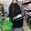 Jaqueta de Trabalho Patchwork Colorida Contrastante Nova Elegante Outono 2025 Estilo Coreano Corta-vento Tendência Jaqueta Baseball Camada Dupla para Homens