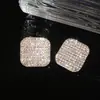 Pendientes Rombo Geométrico de Diamante Incrustado de Aguja de Plata Pendientes Elegantes Simples Retro Franceses Lujo Accesible Pendientes de Gama Alta para Mujeres