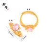 Nuevo Anillo de Arena Dorada con Diamantes Completos Rubí de Xiaohongshu, Alto Valor Estético, Moderno, Único, de Nicho, Versátil Anillo de Arena Dorada para Mujeres