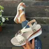Sandalias para Mujer de Tallas Grandes Transfronterizas Europeas y Americanas Amazon 2026 Verano Decoración con Hebilla Metálica Cuña de Cuerda de Cáñamo Ligeras Sandalias Peep-Toe