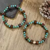Novo acessório de mão masculino minimalista transfronteiriço pulseira, conjunto de pulseiras de contas de madeira natural, conjunto de contas elásticas empilháveis