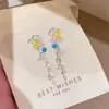 Pendientes de Borla Redondos con Forma de Hoja de Circonita de Aguja de Plata Transfronterizos Europeos y Americanos, Pendientes de Lujo Ligero de Gama Alta, Pendientes Personalizados de Nicho para Mujer