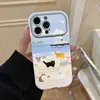 Capa de Celular Temática de Gato Adequada para iPhone 17 Pro, Apple 16, com Bordas Arredondadas, Janela Grande, Capa Protetora de Couro, Alto Valor Estético