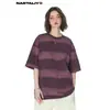 Camisas de Manga Corta Rayadas Tie-Dye para Hombres y Mujeres, Verano Holgadas Estilo Retro Americano de Media Manga para Parejas, Marcas de Moda