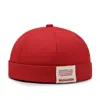 Gorra de pescador sin visera con parche de moda para hombre, Gorra retro casual callejera hipster para exteriores de primavera y otoño para mujer
