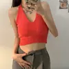 Camisola corta con tirantes al cuello para mujer, estilo Hong Kong, sin mangas, interior de punto, moderna, con espalda hermosa
