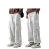 Calça Cargo Casual Paratrooper Masculina Tendência Estilo Americano Solta de Perna Reta, Calça Jogger Versátil com Cordão para Adolescentes
