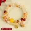 Pulsera de Calabaza de Ágata Amarilla de Cristal Natural Multicolor al por Mayor, Pulsera para Mujer de Moda Cultural Creativa Original Estilo Chino Nuevo