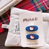 Pinzas para el pelo infantiles clásicas azules y rojas, pinzas laterales de tela con gato de dibujos animados, pinzas a cuadros rojas y negras de animales (pato) para niñas