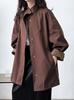 Cortavientos de temperamento de alta gama con cuello alto para mujer, estilo holgazán, abrigo minimalista japonés oversize 8631
