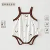Macacão Faixa de Barriga Bebê Verão Fino Algodão Puro Sem Mangas Alça Triângulo Macacão Roupas de Bebê Roupas Infantis Anyang
