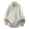Suéter de punto grueso trenzado para hombre con cuello alto medio, nuevo de invierno transfronterizo 2025, prenda base casual de moda para jóvenes