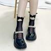 Jk calcetines altos de tubo negro amor encaje de champiñón cheongsam vintage hebilla calcetines finos transpirables primavera y verano huecos
