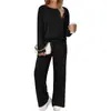 Colección Otoño/Invierno 2026 Europea y Americana: conjunto casual y simple para mujer, grueso, cepillado y popular, estilo transfronterizo, con cordón en la cintura y bolsillos