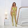 Mono transparente sexy de malla para mujer, transparente, hueco, de tirantes, malla, abertura frontal, coqueteo