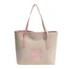 Bolso dulce y lindo para niña, nuevo y moderno bolso de paja de gran capacidad, bolso tote de bloques de color, bolso de hombro para la playa