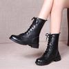 Botas Martin de Casal Botas de Couro Neve Outono e Inverno Bico Redondo Cano Alto Britânicas Sapatos Femininos Botas de Motociclista Masculinas Forradas com Lã Sapatos Tamanho Grande 42