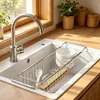 Cesta Escurridora Telescópica de Acero Inoxidable Premium para el Hogar, Rejilla Ajustable para Fregadero de Cocina para Lavar Verduras, Guardar Vajilla, Tazones y Palillos