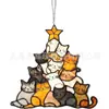 Adorno Colgante para Ventana de Árbol de Navidad Acrílico para Gatos Nuevo Producto Transfronterizo Árbol de Navidad para Gatos
