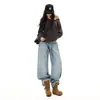 2026 Jeans Rectos Lavados de Pierna Ancha para Mujer de Industria Pesada Transversal Otoño Invierno Nuevos Sin Estirar Cintura Baja Pierna Ancha Jeans para Mujer