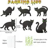 Conjunto de 6 Peças de Decorações de Gato Preto Halloween Exterior Gramado Pátio Jardim Horror Silhueta de Gato de Plástico Placas
